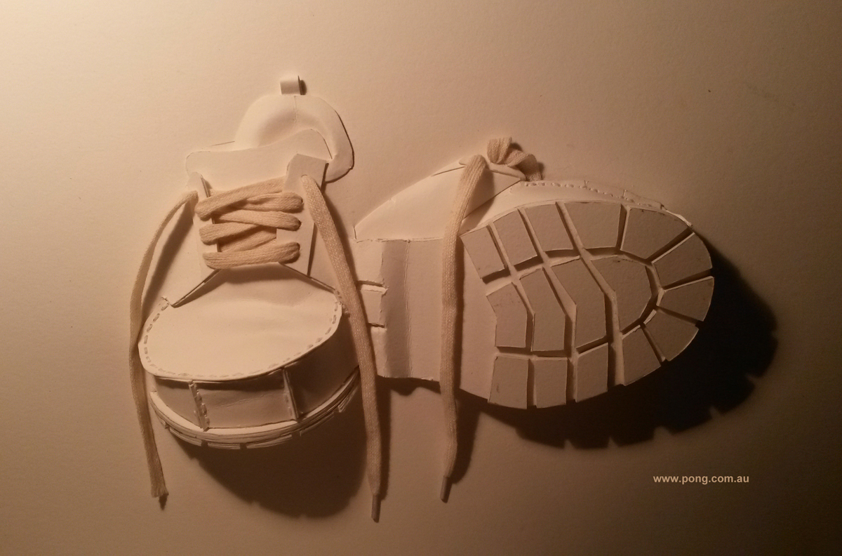 shoe paper sculpture