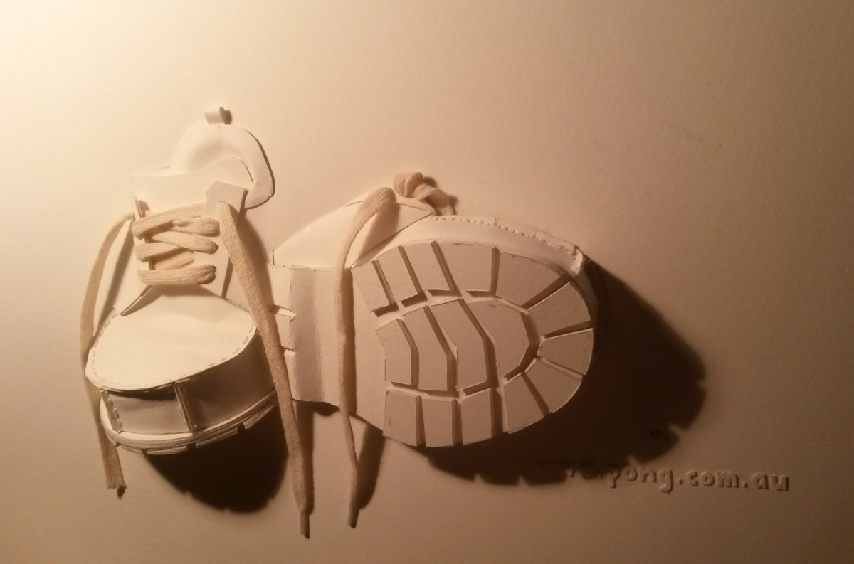 shoe paper sculpture